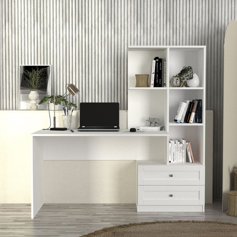 Γραφείο Εργασίας Mantra Χρώμα Λευκό 150x60x152