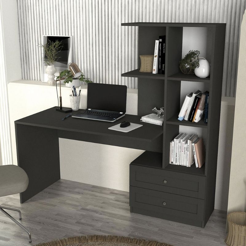 Γραφείο Εργασίας Mantra Χρώμα Ανθρακί 150x60x152