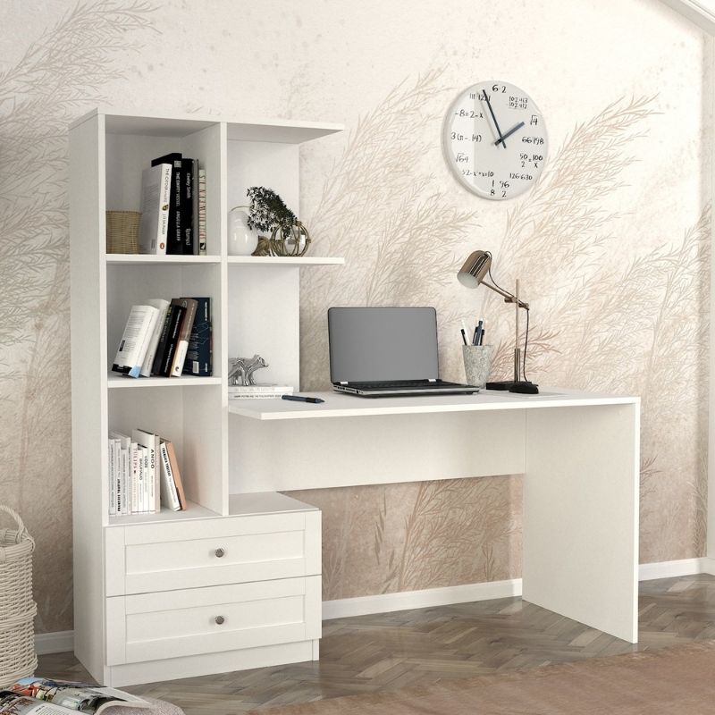 Γραφείο Εργασίας Mantra Χρώμα Λευκό 150x60x152