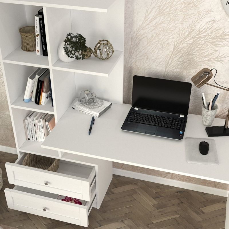 Γραφείο Εργασίας Mantra Χρώμα Λευκό 150x60x152