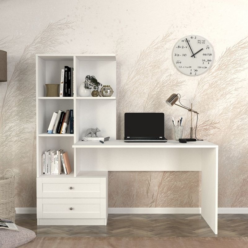 Γραφείο Εργασίας Mantra Χρώμα Λευκό 150x60x152