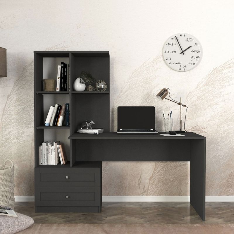 Γραφείο Εργασίας Mantra Χρώμα Ανθρακί 150x60x152