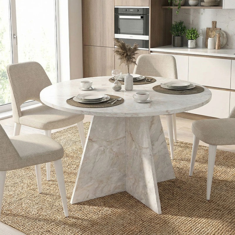 Τραπέζι Tailor Χρώμα Λευκό Εφέ Μαρμάρου Ø120x75,7