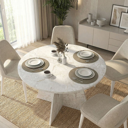 Τραπέζι Tailor Χρώμα Λευκό Εφέ Μαρμάρου Ø120x75,7