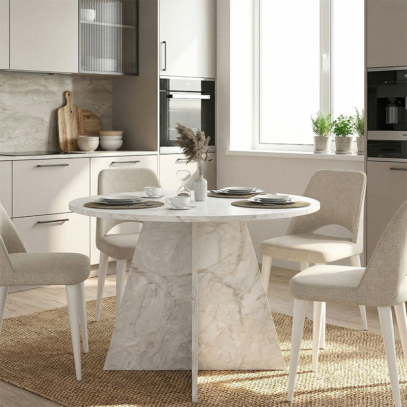 Τραπέζι Tailor Χρώμα Λευκό Εφέ Μαρμάρου Ø120x75,7