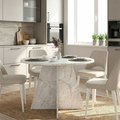 Τραπέζι Tailor Χρώμα Λευκό Εφέ Μαρμάρου Ø120x75,7