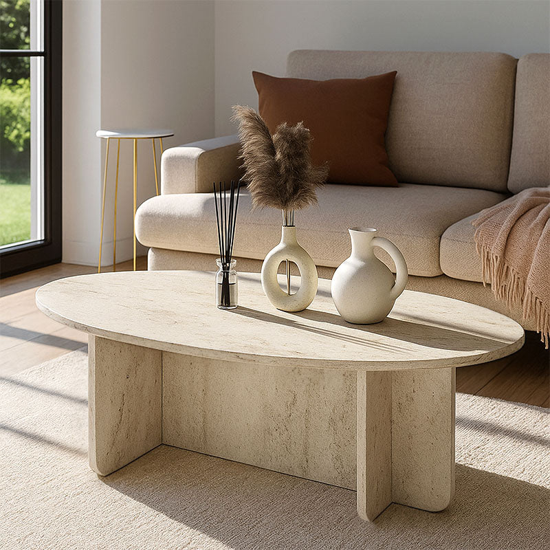 Τραπεζάκι Σαλονιού Ravey Χρώμα Travertine 120x60x39,6
