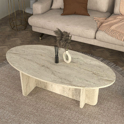 Τραπεζάκι Σαλονιού Ravey Χρώμα Travertine 120x60x39,6