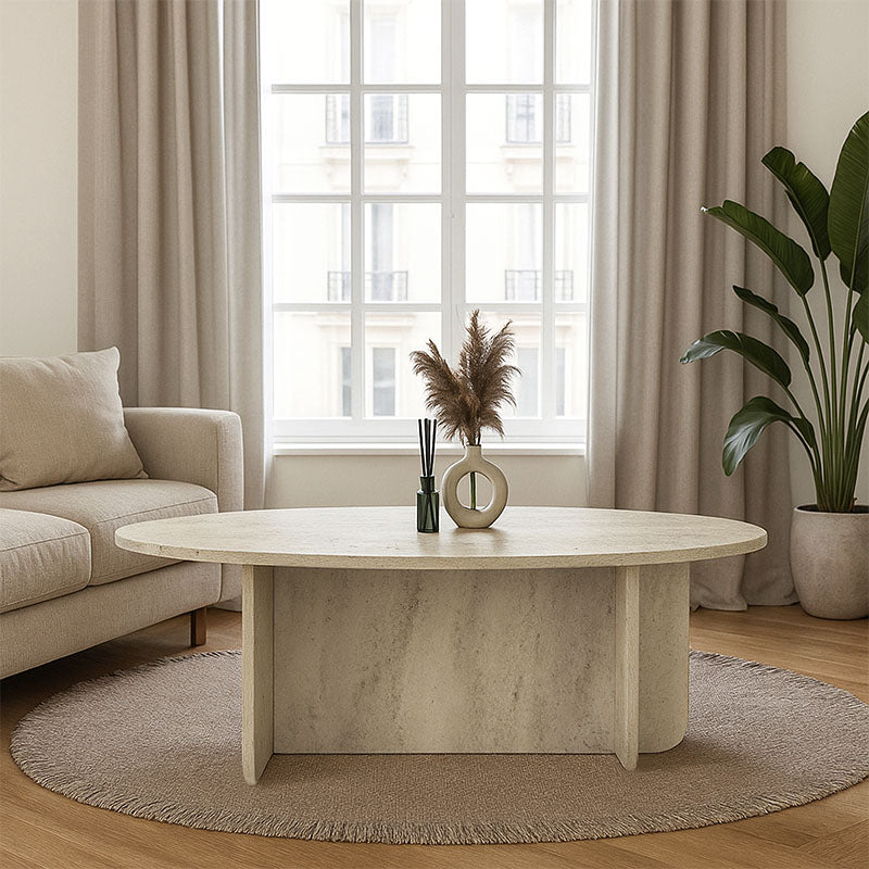 Τραπεζάκι Σαλονιού Ravey Χρώμα Travertine 120x60x39,6