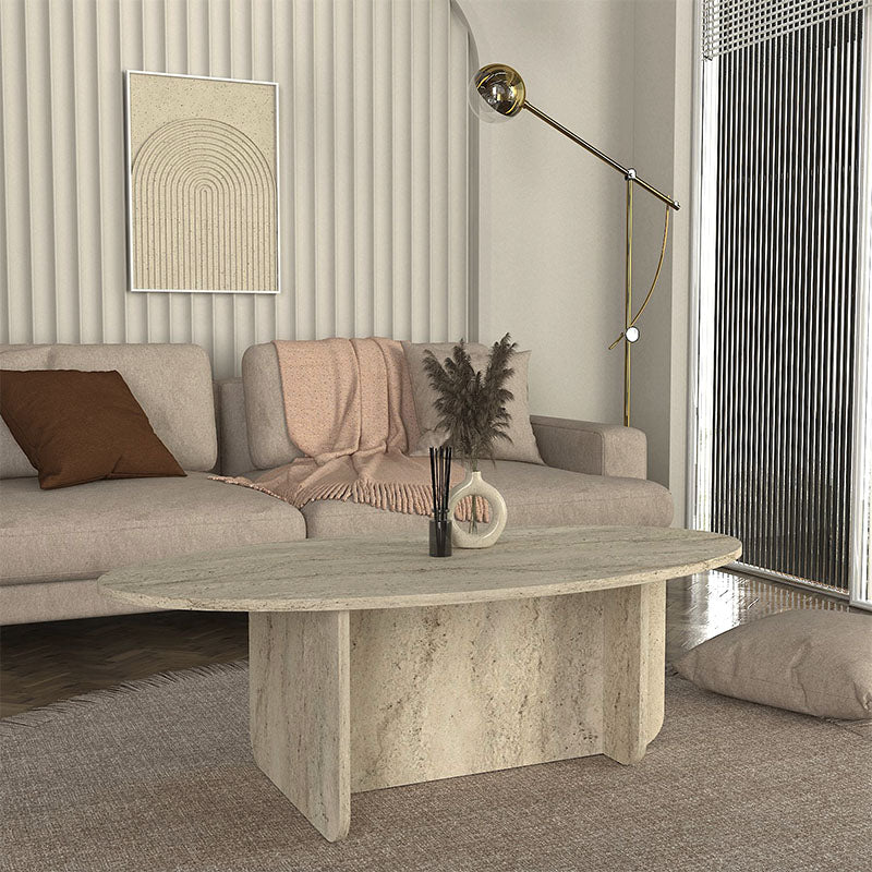 Τραπεζάκι Σαλονιού Ravey Χρώμα Travertine 120x60x39,6