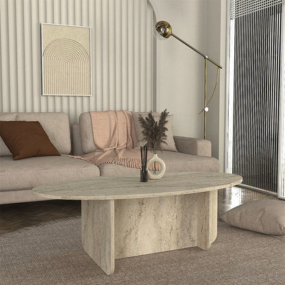 Τραπεζάκι Σαλονιού Ravey Χρώμα Travertine 120x60x39,6