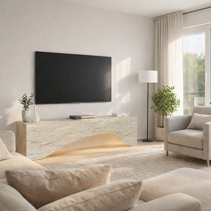 Έπιπλο Τηλεόρασης Mara με LED Χρώμα Travertine 150x31,4x40