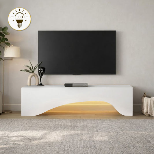 Έπιπλο Τηλεόρασης Mara με LED Χρώμα Λευκό 150x31,4x40