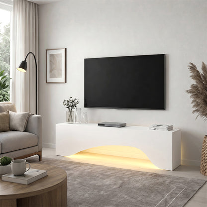 Έπιπλο Τηλεόρασης Mara με LED Χρώμα Λευκό 150x31,4x40