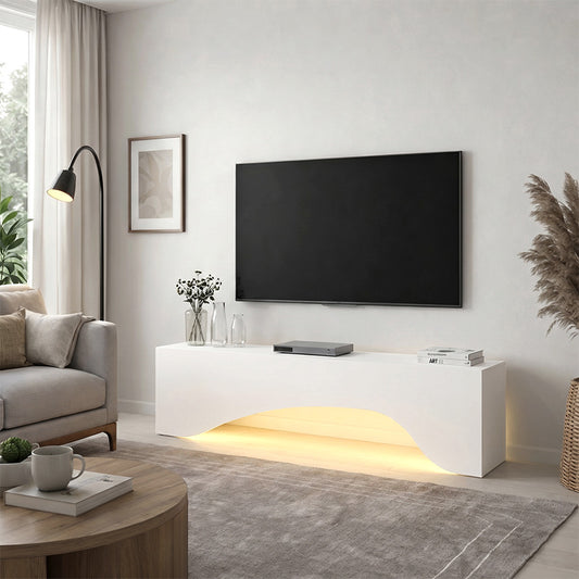 Έπιπλο Τηλεόρασης Mara με LED Χρώμα Λευκό 150x31,4x40