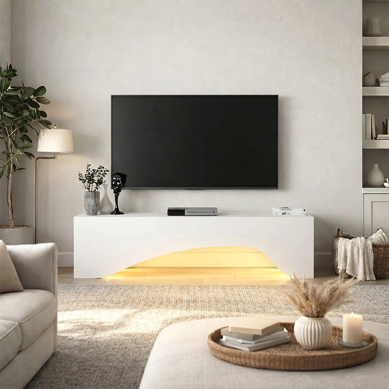 Έπιπλο Τηλεόρασης Mara με LED Χρώμα Λευκό 150x31,4x40