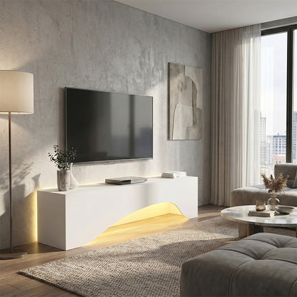 Έπιπλο Τηλεόρασης Mara με LED Χρώμα Λευκό 150x31,4x40