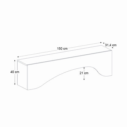 Έπιπλο Τηλεόρασης Mara με LED Χρώμα Λευκό 150x31,4x40
