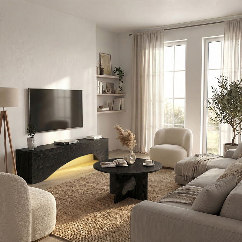 Έπιπλο Τηλεόρασης Mara με LED Χρώμα Sencron Black 150x31,4x40