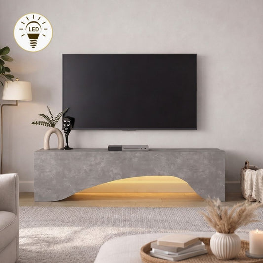 Έπιπλο Τηλεόρασης Mara με LED Χρώμα Γκρι Σκυροδέματος 150x31,4x40