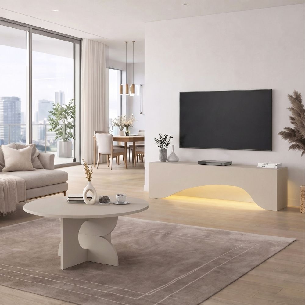 Έπιπλο Τηλεόρασης Mara με LED Χρώμα Sandstone 150x31,4x40