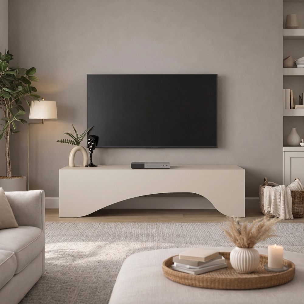 Έπιπλο Τηλεόρασης Mara με LED Χρώμα Sandstone 150x31,4x40