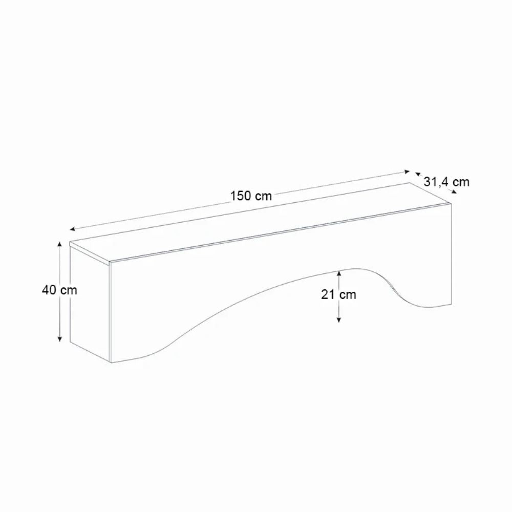 Έπιπλο Τηλεόρασης Mara με LED Χρώμα Sandstone 150x31,4x40