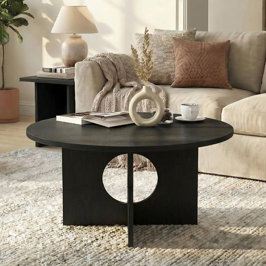 Τραπεζάκι Σαλονιού Mara Χρώμα Sencron Black Ø75x36,8