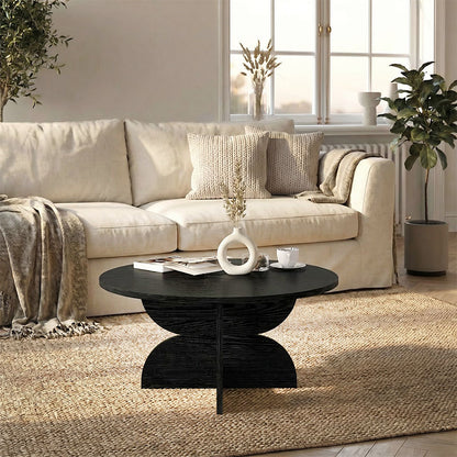 Τραπεζάκι Σαλονιού Mara Χρώμα Sencron Black Ø75x36,8
