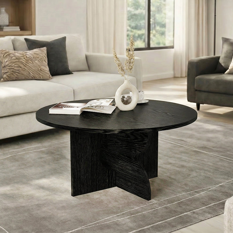 Τραπεζάκι Σαλονιού Mara Χρώμα Sencron Black Ø75x36,8