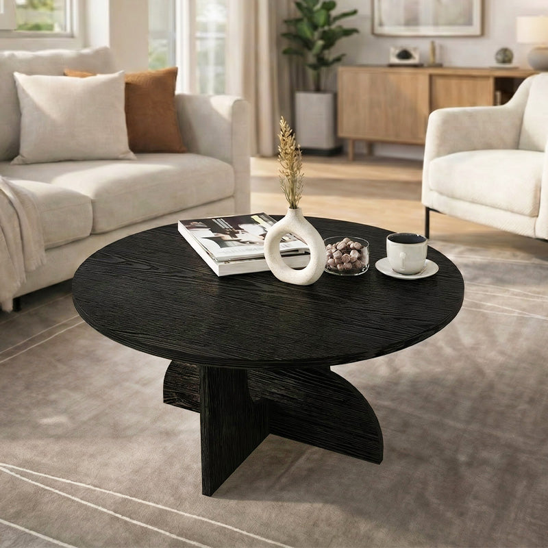 Τραπεζάκι Σαλονιού Mara Χρώμα Sencron Black Ø75x36,8