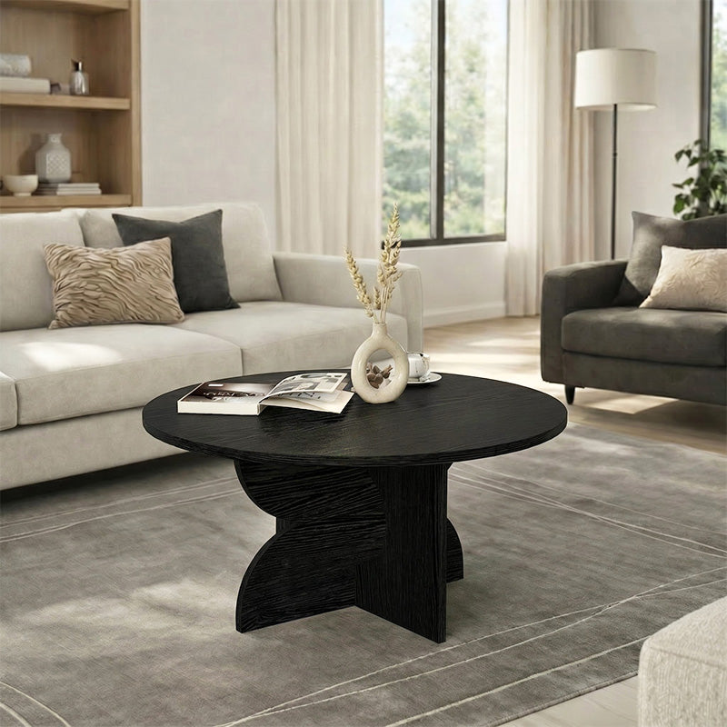 Τραπεζάκι Σαλονιού Mara Χρώμα Sencron Black Ø75x36,8