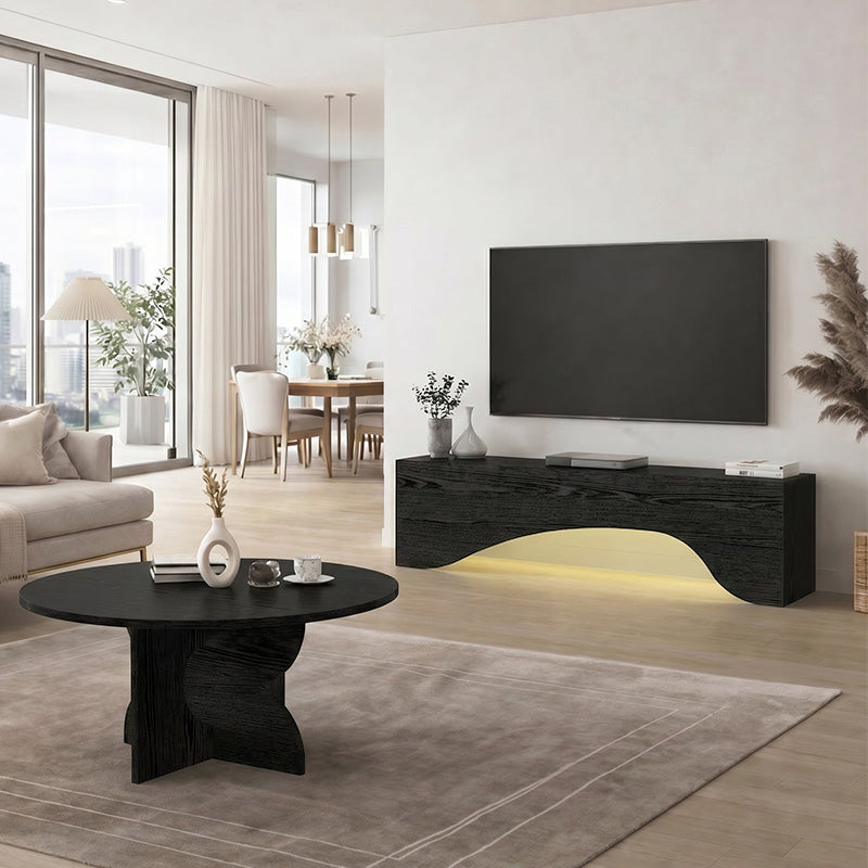 Τραπεζάκι Σαλονιού Mara Χρώμα Sencron Black Ø75x36,8