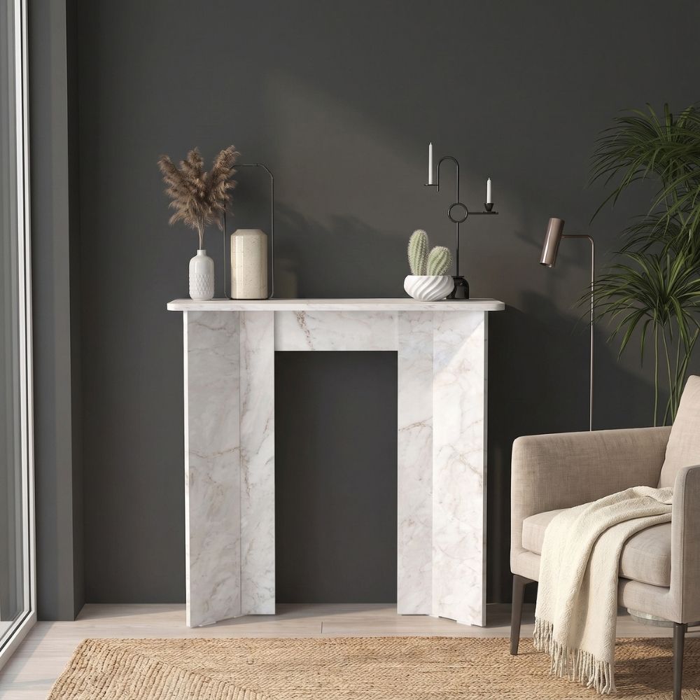 Κονσόλα Mara Χρώμα Λευκό Εφέ Μαρμάρου 90x29,6x91,8
