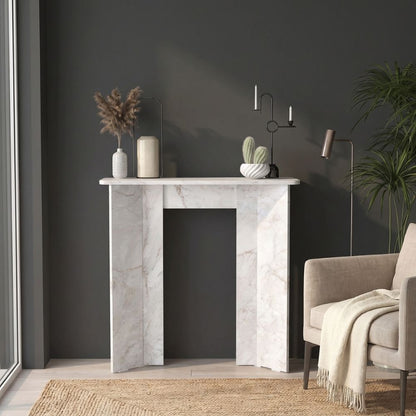 Κονσόλα Mara Χρώμα Λευκό Εφέ Μαρμάρου 90x29,6x91,8