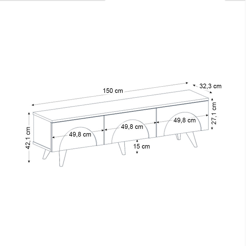 Έπιπλο Τηλεόρασης Bono Χρώμα Λευκό - Sepet Oak 150x32,3x42,1