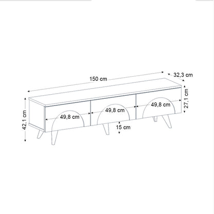 Έπιπλο Τηλεόρασης Bono Χρώμα Λευκό - Sepet Oak 150x32,3x42,1