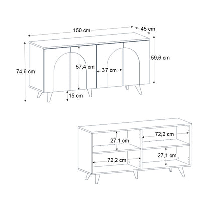 Μπουφές Bono Χρώμα Λευκό - Sepet Oak 150x45x74,6