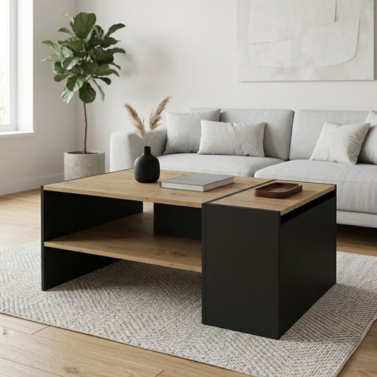 Τραπεζάκι Σαλονιού Izia Χρώμα Sapphire Oak - Ανθρακί 110x60x45