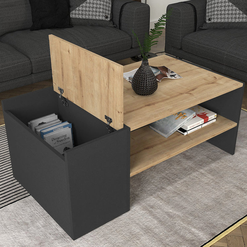 Τραπεζάκι Σαλονιού Izia Χρώμα Sapphire Oak - Ανθρακί 110x60x45