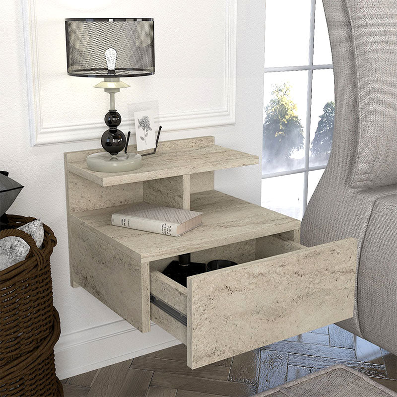 Κομοδίνο Επιτοίχιο Mislina Χρώμα Travertine 40x33,2x32