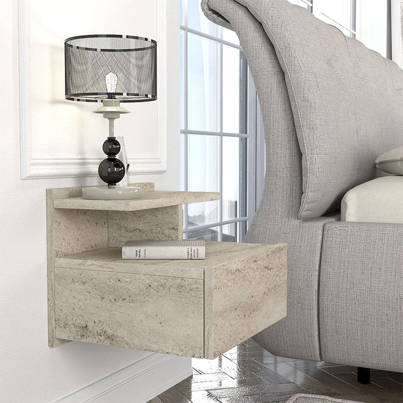 Κομοδίνο Επιτοίχιο Mislina Χρώμα Travertine 40x33,2x32
