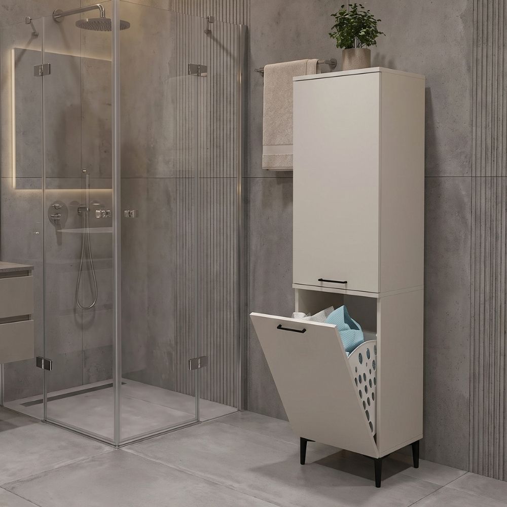 Ντουλάπι με Καλάθι Απλύτων Singa Χρώμα Sandstone 45x40x180