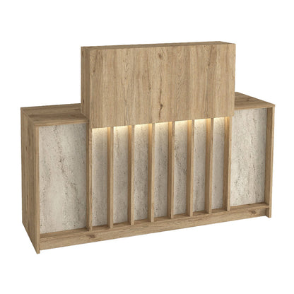 Γραφείο Υποδοχής - Reception Davis με LED Χρώμα Sepet Oak - Travertine 150x41,8x115