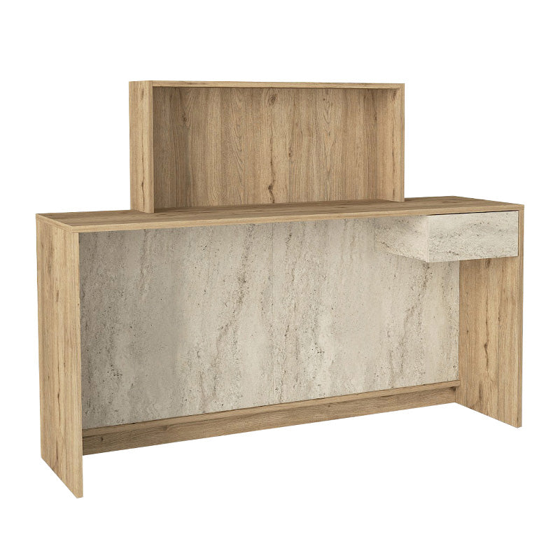 Γραφείο Υποδοχής - Reception Davis με LED Χρώμα Sepet Oak - Travertine 150x41,8x115