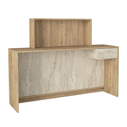 Γραφείο Υποδοχής - Reception Davis με LED Χρώμα Sepet Oak - Travertine 150x41,8x115