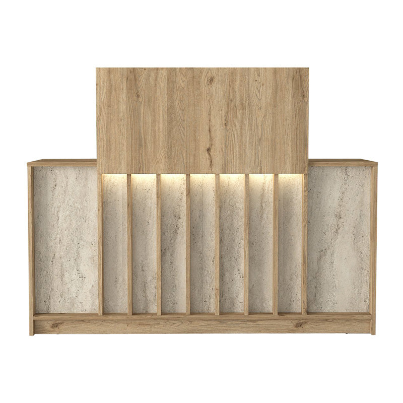 Γραφείο Υποδοχής - Reception Davis με LED Χρώμα Sepet Oak - Travertine 150x41,8x115