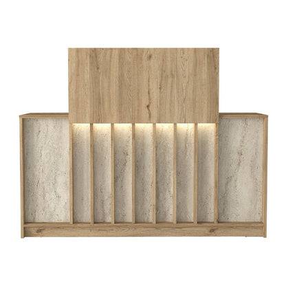Γραφείο Υποδοχής - Reception Davis με LED Χρώμα Sepet Oak - Travertine 150x41,8x115