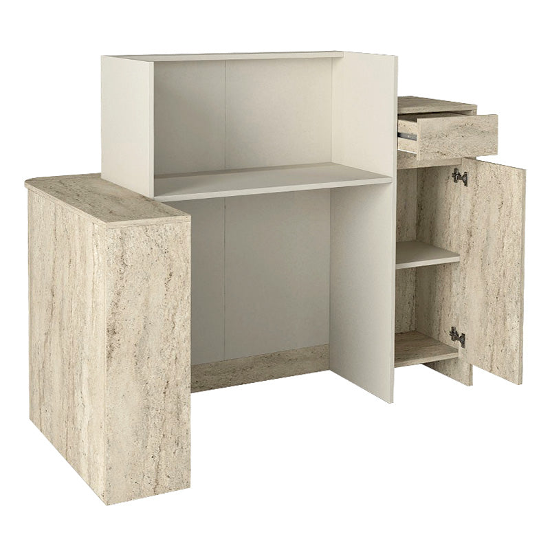 Γραφείο Υποδοχής - Reception Dayana με LED Χρώμα Travertine - Sandstone 150x85,2x120