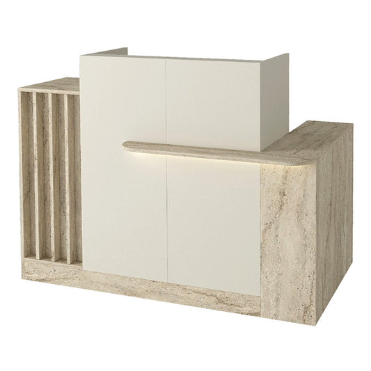 Γραφείο Υποδοχής - Reception Dayana με LED Χρώμα Travertine - Sandstone 150x85,2x120